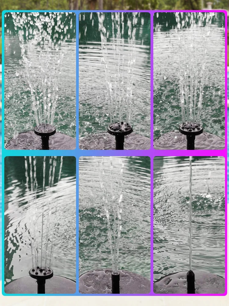 Solar Fountain Pump Floating Solar Panel Bird Baths Water Fountain with 6 Nozzles For Garden Outdoor Water Pool Pond Decor