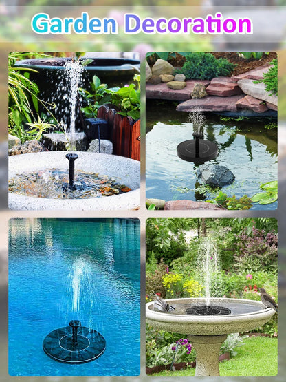 Solar Fountain Pump Floating Solar Panel Bird Baths Water Fountain with 6 Nozzles For Garden Outdoor Water Pool Pond Decor