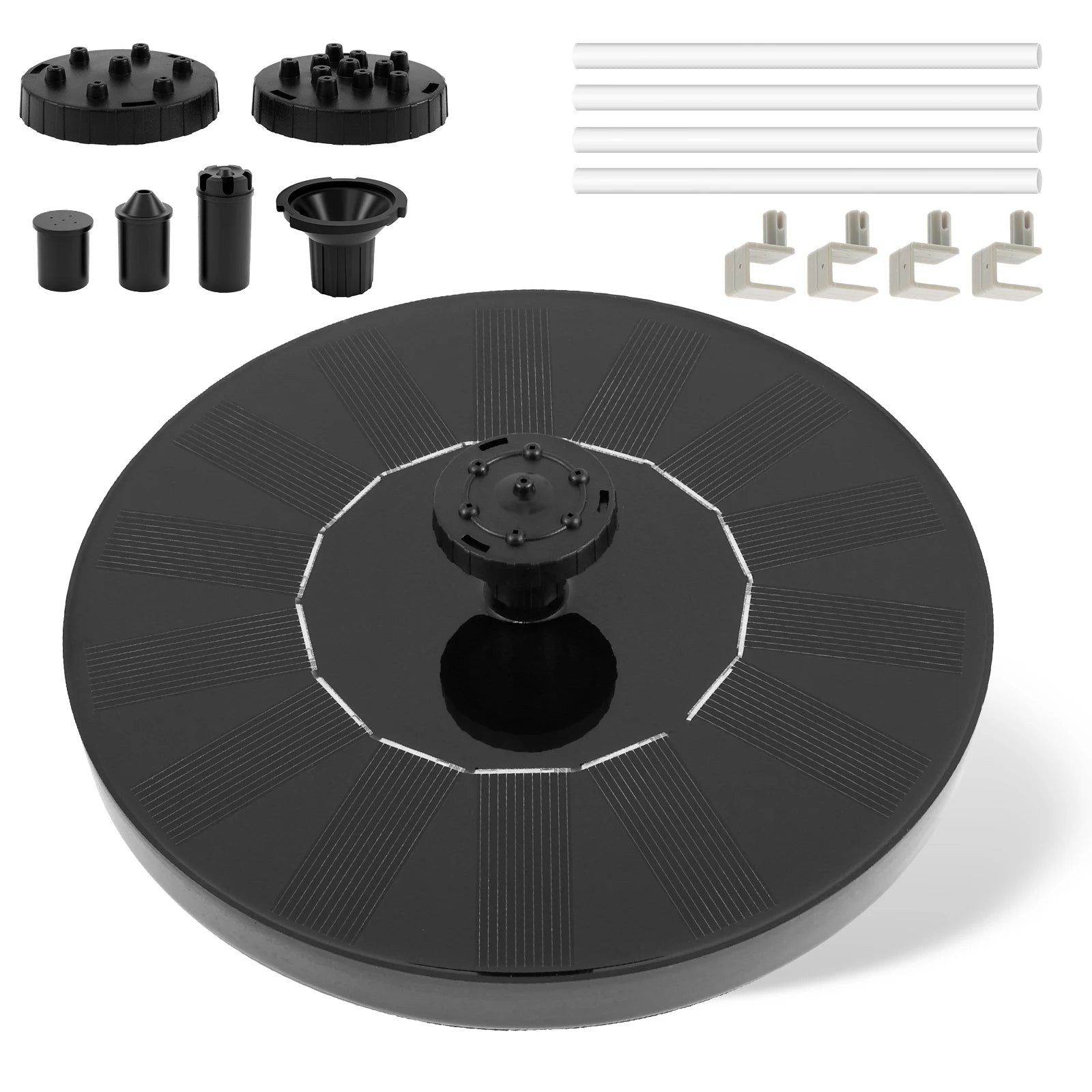 Solar Fountain Pump Floating Solar Panel Bird Baths Water Fountain with 6 Nozzles For Garden Outdoor Water Pool Pond Decor
